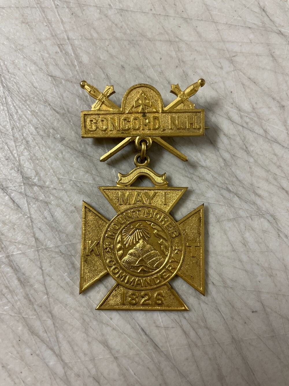 Antique Concord New Hampshire Masonic Mount Horeb Commandery 1826 Medal